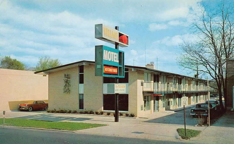 Village Motel (Village Inn of Dearborn) - Vintage Postcard